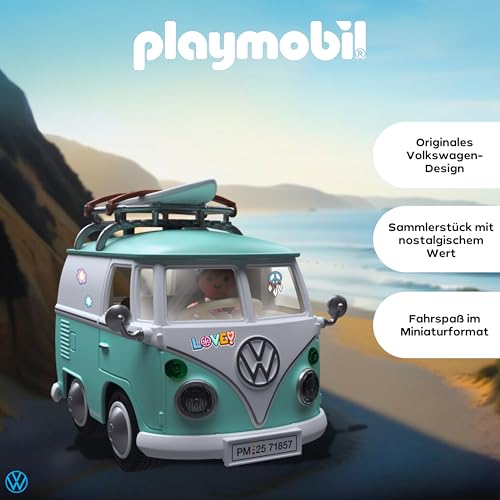 PLAYMOBIL | Collector Cars | Volkswagen T1 Camper | Modellauto für Erwachsene & Kinder | Mit Stickern zum Personalisieren Auto-Fans | Detailgetreues Design | 71857