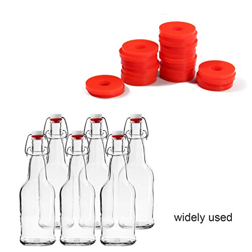 Litorange Grolsch Dichtungen Silikondichtungen - für Bügelverschlussflaschen - 40 Stück Kombipack rot, aus weichem Silikon (kein Gummi, bessere Abdichtung als Gummi) 40PCS Red