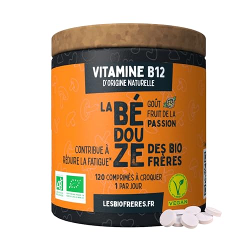 Les Bio Frères - Vitamine B12 Bio Végane d’Origine Naturelle - Énergie, Vitalité & Réduction de la Fatigue - Système Nerveux & Immunitaire - Cure 4 Mois (120 Comprimés) (Passion)