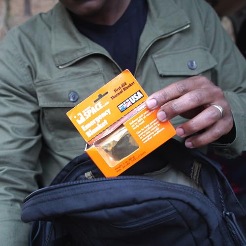 Grabber Space Brand Emergency Blanket - Orange/Silver - Waterproof and Windproof Fi - Image 6