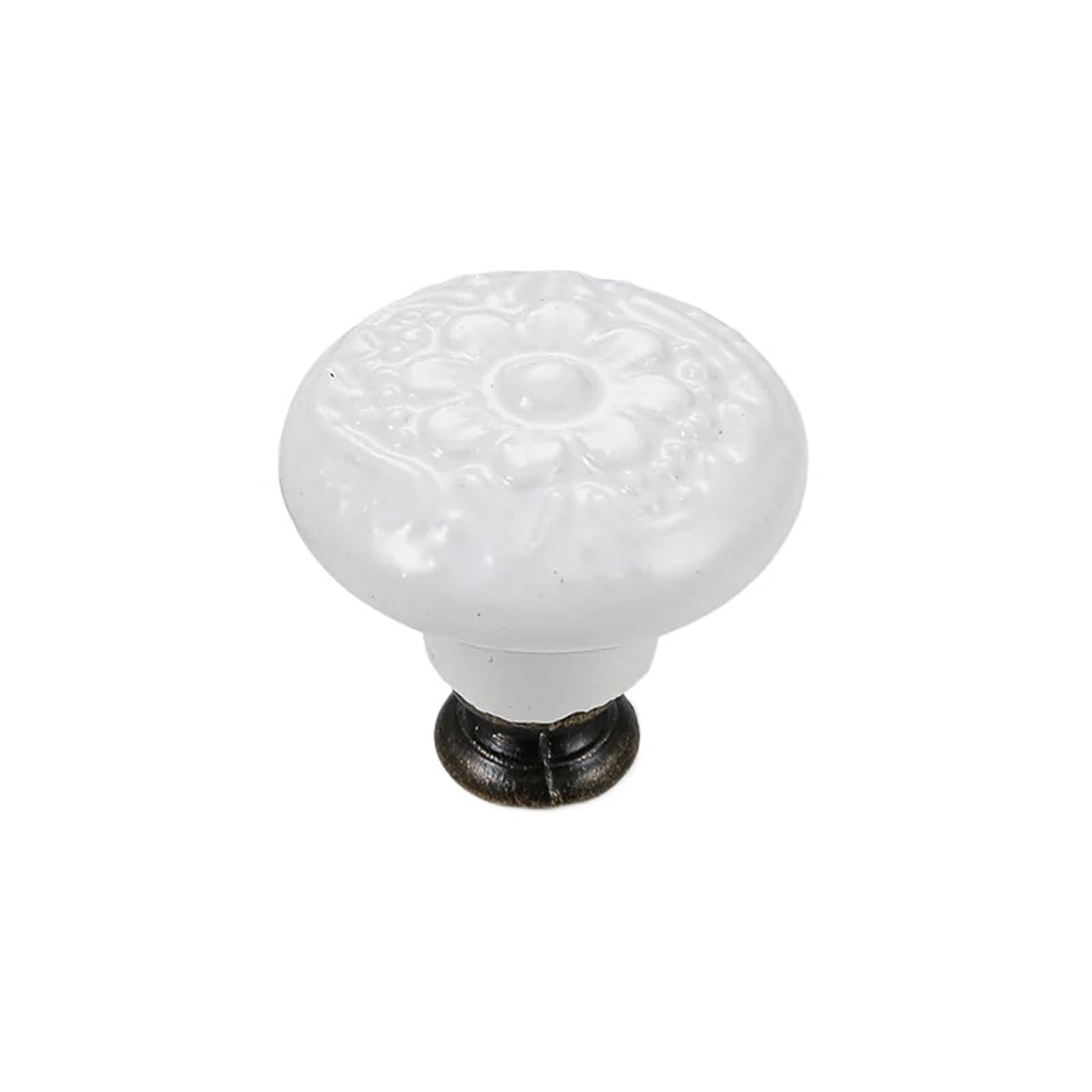 Yilwpv White 2Pcs Retro Pattern Ceramic Drawer Knob Furniture Handle Door Cabinet Polished For Cupboard Hardware Handle Sets(White)