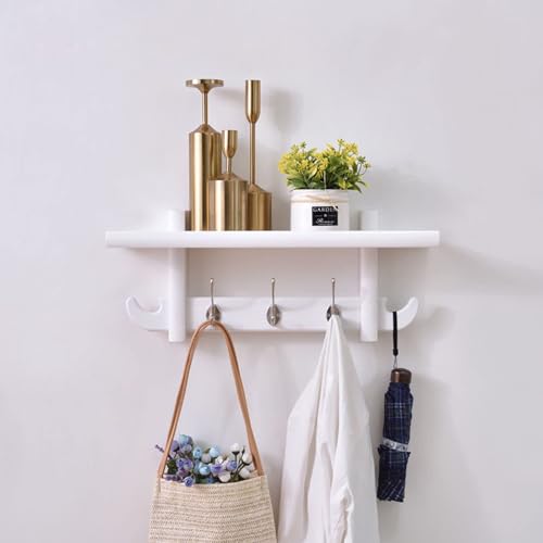Perchero de pared con estante y perchero para sombreros, para entrada, cocina, baño, perchero de madera, 91 x 24 x 16,5 cm, color: C
