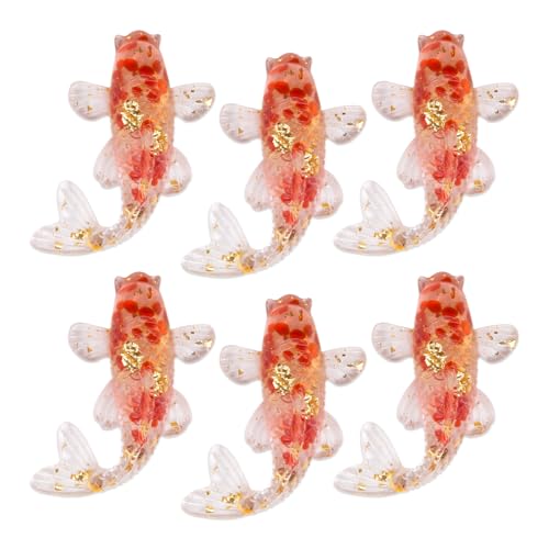 Comidox 6Pcs Handcrafted Miniature Koi Fish Red Crystal Decor Resin Blown Fish Fgurines Feng Shui...