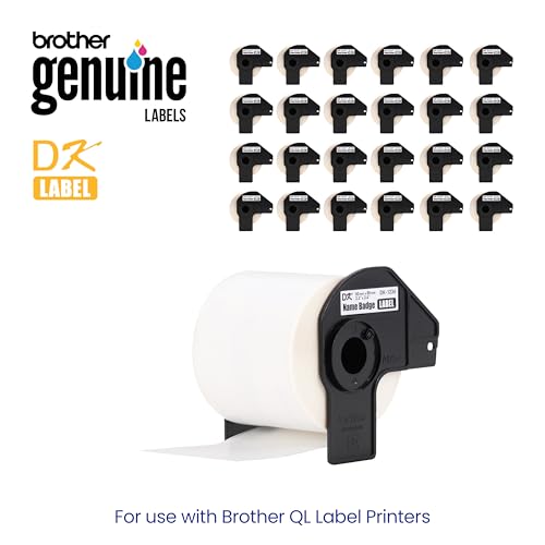 Image of Brother Genuine DK-123424PK Die-Cut Name Badge Paper Labels, 2.3 inch x 3.4 inch (60 mm x 86 mm) Adhesive White Paper Labels, 260 Labels per Roll, 24 Rolls per Box