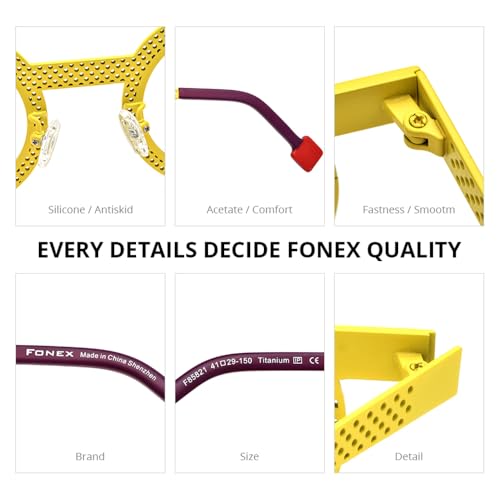 Image of FONEX Colorful Pure Titanium Glasses Frame Women Retro Round Eyeglasses