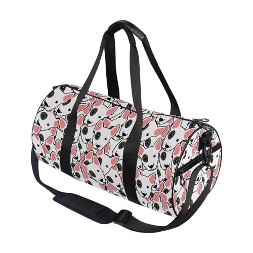 Round Duffel Sports Bag Cute Bull Terrier Dog Lightweight with Inner Pocket Gym Bag for Men Women Duffle Bag for Travel Sports