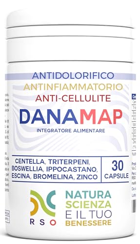 DANAMAP | Potente Antinfiammatorio e Antidolorifico Naturale | Ossa e Dolori Articolari Sollievo Muscolare | Bromelina Boswellia | 30 Capsule | Infiammazioni Tensione Emicrania e Denti