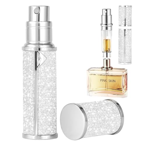 Refillable Portable Perfume Bottles, Travel Atomizer Refillable Sprayer, 5ml (Shining Silver)