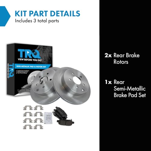 Image of TRQ Rear Semi Metallic Brake Pad and Rotor Set