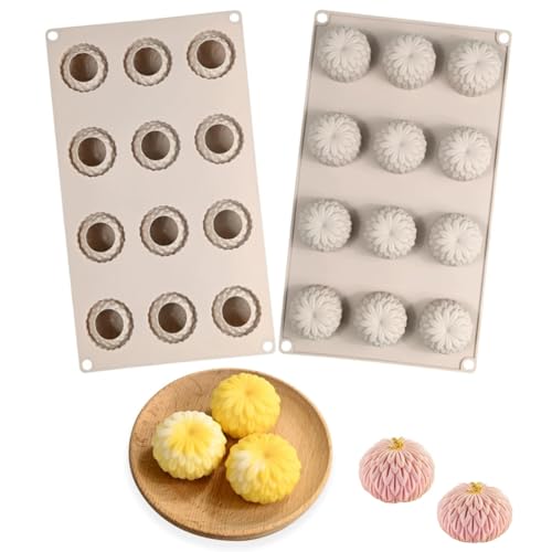 TOPBSFARNY Molde de silicona para mousse de crisantemo de 12 cavidades, molde para hornear postres de pétalos 3D, molde antiadherente para decoración de pasteles, herramientas para hornear (crisantemo