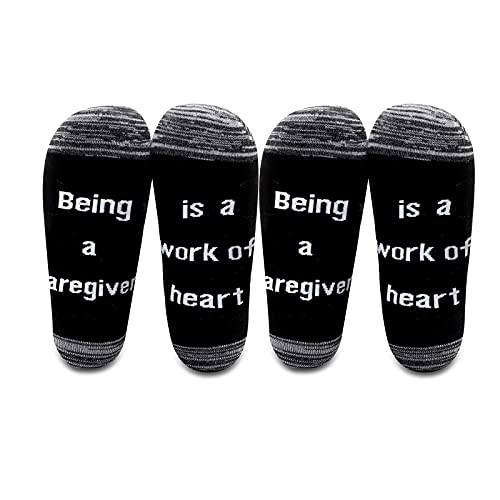 LEVLO Caregiver Gifts - Daycare Provider Gift 'Being a Caregiver is A Work of Heart' Socks - Nurse Gift