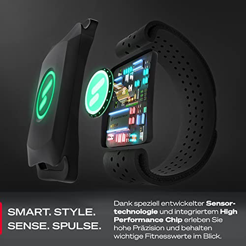 Herzfrequenzmesser sPulse Pulsmesser mit Armband per Bluetooth & Sensor LED | Smart HRM Pulsuhr ohne Brustgurt Fitness Schrittzähler Sense Run – Bild 6