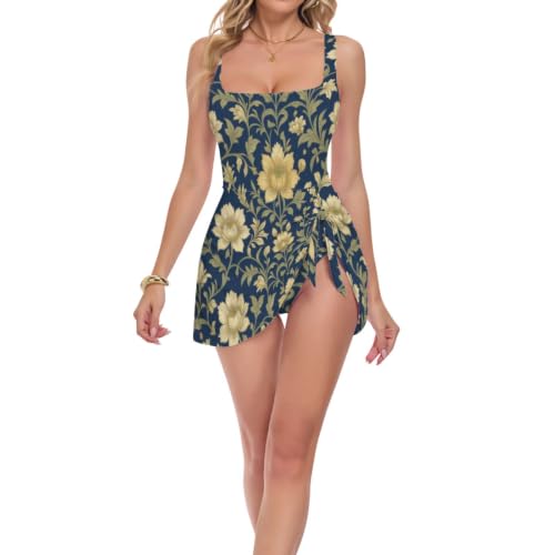 Maillot de bain une pièce floral William Morris galbant au tissu anti-UV confortable