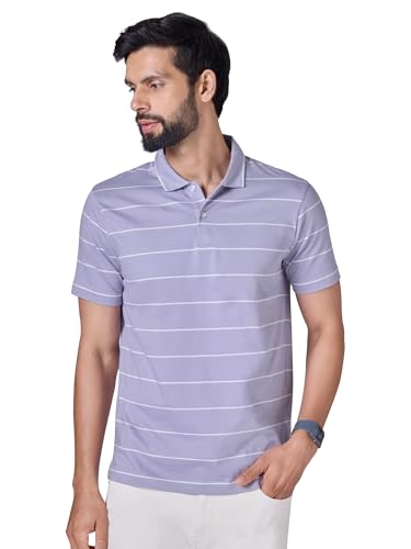 Image of XYXX Iinea Men's Stripe Cotton T-Shirt | Polo Collor Tshirts | Half Sleeves | Stripe-Slim Fit