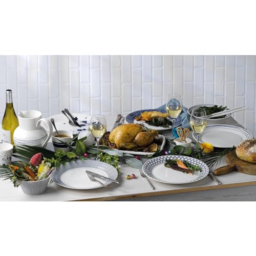 Royal Doulton Dinner Set, Stoneware, Designed to Mix & Match, 1815 Pacific Dinnerware Set, Blue Lines, 16 Piece Set - Image 3