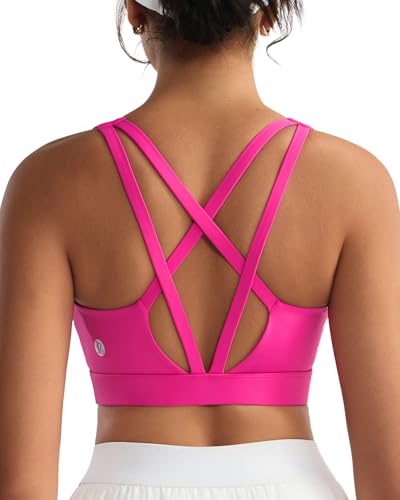 Image of RUNNING GIRL High Impact Sports Bras for Women - Scoop Neck Strappy Sports Bra High Support Moulded Cup Workout Bra