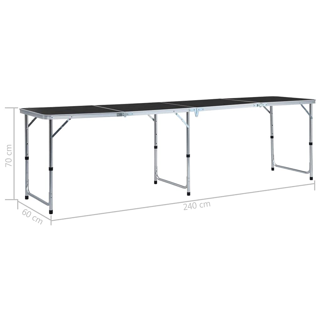 Klappbarer Campingtisch Grau Aluminium 120x Höhenverstellbar Tragbar Outdoor Garten Picknick Campingausrüstung