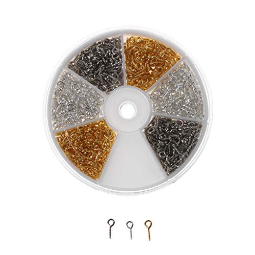 600X Metal Eye Pins Screw Eye Pins Screw Eyelets Small Eye Pin Pendants for Jewelry Making 4x10mm 3 Colors