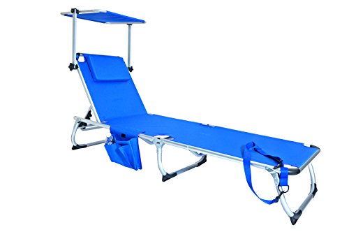 BeachMall Deluxe 5 pos Lay Flat Aluminum Chaise/Lounger with Removable Canopy