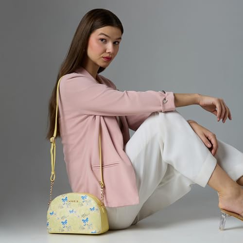 Image of Caprese Scarlet Small Sling Bag for Women with Adjustable Strap | Floral Printed Faux Leather | Multi-Compartment Crossbody Purse | Zipper Closure | Stylish Everyday Bag