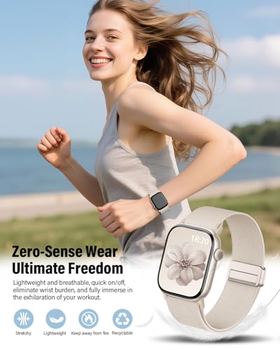 Image of Stretchy Band Compatible with Apple Watch Bands 40mm 38mm 41mm 42mm 44mm 45mm 46mm 49mm Women Men,Strong Magnetic Clasp Elastic Sport Strap for iWatch Series 11 10 9 8 7 6 5 4 3 2 1 Ultra SE /Starlight