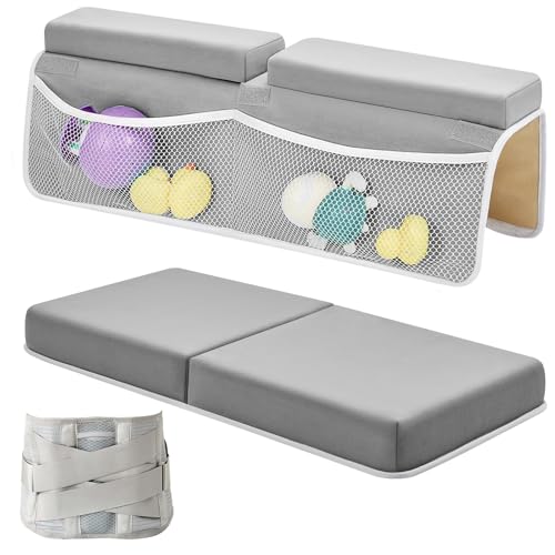Image of IFNOW Baby Bath Kneeler and Elbow Rest Pad Set- 26'' Extra Long and 2.4'' Thick- with Back Brace，Quick Dry Kneeling Pad for Bathing Baby with Knee & Arm Support, Non-Slip Bathtub Mat with Organizer