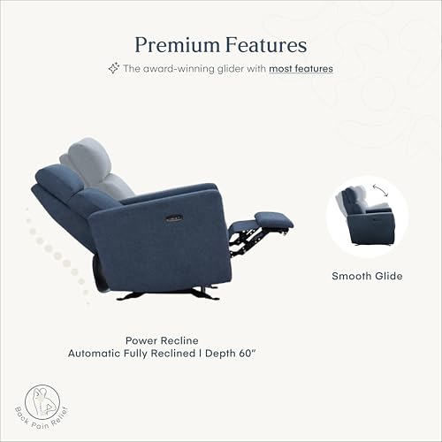 Image of Nurture& The Glider - Premium Power Recliner Nursery Chair with Stationary Headrest | Designed for Comfort and Simplicity | Built-in USB Charger