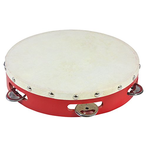 Percussion Workshop YPC42 9-Inch Wood Shell Tambourine, Red