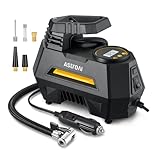 AstroAI Tyre Inflator Air Compressor 12V DC, 35LPM 100W Powerful Portable Car Tyre Pump Auto-Stop with Digital Pressure Gauge, 4 Valve Adaptors and LED Light, Car Accessories
