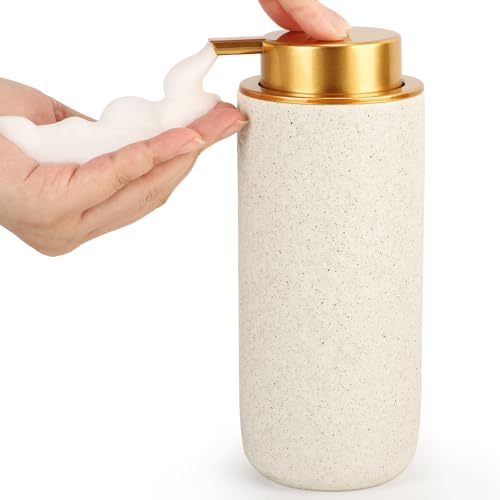 Segbeauty Dispensador Espuma, 500ml Dispensador Jabon Espuma, Botes para Gel y Champu, Dispensador Gel Ducha Recargable, Soap Dispenser con Gran Cabeza de Bomba (Cerámica)