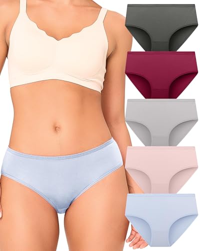Image of BAMBOO COOL Womens Underwear Breathable Moisture-Wicking Briefs Hipster Ladies Panties, 5-Pack
