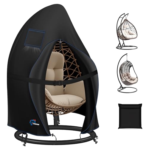 SIRUITON 120x190cm,Housse de Chaise Suspendue de Protection pour Œufs Housse de Chaise de Jardin Imperméable Robuste Tissu Oxford 420D Noir