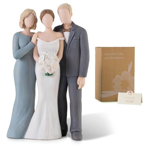 Storieme Mother Father of The Bride Gifts: Mom Dad Daughter Resin Family Figurines Keepsake - Gift for Parents from Daughter on Wedding Day Birthday Mothers Fathers Day