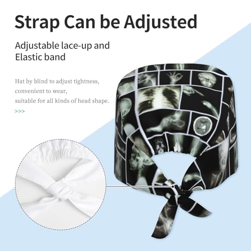 Image of Adjustable Working Cap Breathable Unisex Women Men Elastic Bandage Tie Back Hats Scrub Nursing Doctor Surgeon Cap