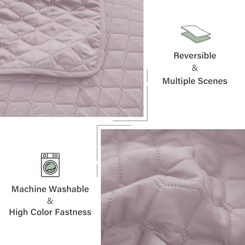Exclusivo Mezcla Reversible California King Size Quilt Bedding Set with Pillow Shams, Lightweight Quilts Cal King Size, Soft Bedspreads Bed Coverlets for All Seasons - (Lilac Ash, 112"x104")