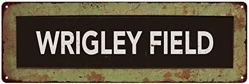 WRIGLEY FIELD - Letrero de carro de autobús vintage, decoración de pared, placa de hojalata, regalo retro, 6 x 18 pulgadas, acabado mate, metal