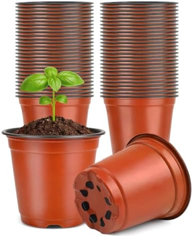 KINGLAKE 100 Pcs 4" Plastic Plants Nursery Pot/Pots Seedlings Flo...