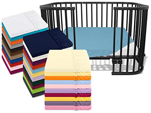 Emily´s Check Kinder Jersey Spannbetttuch für Lauf- und Krabbelgitter 1476.2098, ca. 75 x 100 cm, bleu Cover