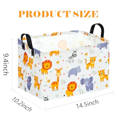 Image of Rectangle Gift Storage Basket Home Shelf Storage Basket Organizer Box Clothes Laundry Hamper Nursery Basket Laundry Basket with Handles (Animal)