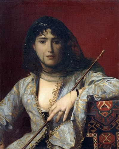 Cuadro pintura al óleo Dama circasiana velada, lienzo decorativo clásico de 60x90cm 1