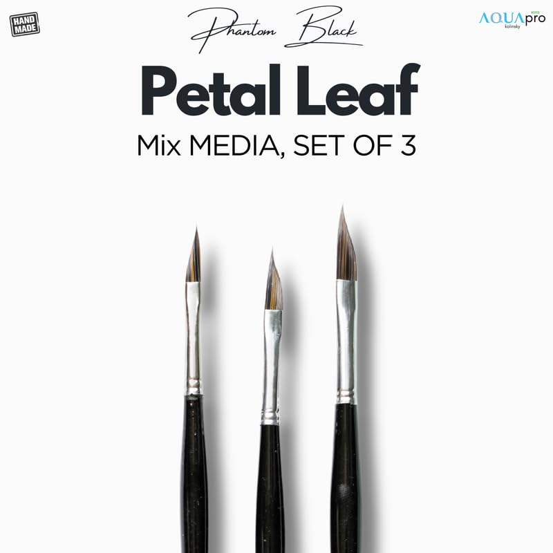 Image of Stationerie Petal Paint Brushes Set - Handmade Artist Painting Brush Set Including Triangle Petal Dagger Brush for Acrylic, Watercolor, & Gouache Painting with Brush Holder - Cruelty-Free (3 Brushes)