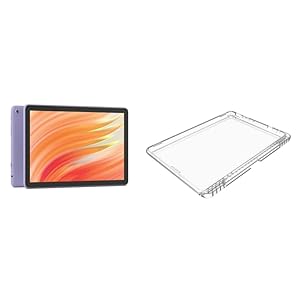 Tablet Bundle: Includes Amazon Fire HD 10 tablet, 10.1″ (2023 Release) | 64 GB | Lilac & Made for Amazon Clear Case