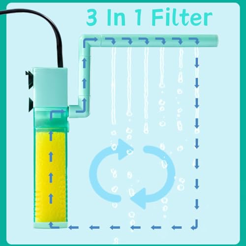 Image of Nepall 3 in 1 Ultra Silent Water Fall Type Aquarium Fish Tank Internal Bio- Sponge Filter with Aeration, Oxygenation and Rainfall for Fish Tank (NX-30 |22 Watts| 1000L /Hr | Suits Upto 3Feet Tank)