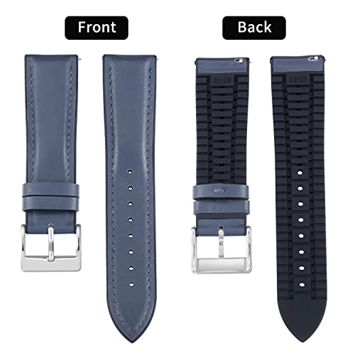 Image of BINLUN Leather Silicone Watch Bands 14mm 16mm 18mm 19mm 20mm 21mm 22mm Quick Release Breathable Micro-Perforated Leather Silicone-Lined Hybrid Watch Straps Silver /Black /Gold Buckle Men Women