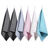 ふきん マイクロファイバー布巾 強力吸水 速乾 雑巾 食器 拭きガラス 窓鏡 キッチンタオル 台拭き 掃除用品 ワッフル調 キッチンクロス (5色組‐30cm６枚)