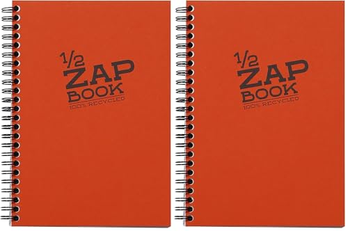 Clairefontaine 8349C Carnet Spiralé 1/2 Zap Book - 80 Feuilles Papier Croquis 100% Recyclé - A5 14,8x21 cm 80g - Couleur de Couverture Aléatoire (Lot de 2)