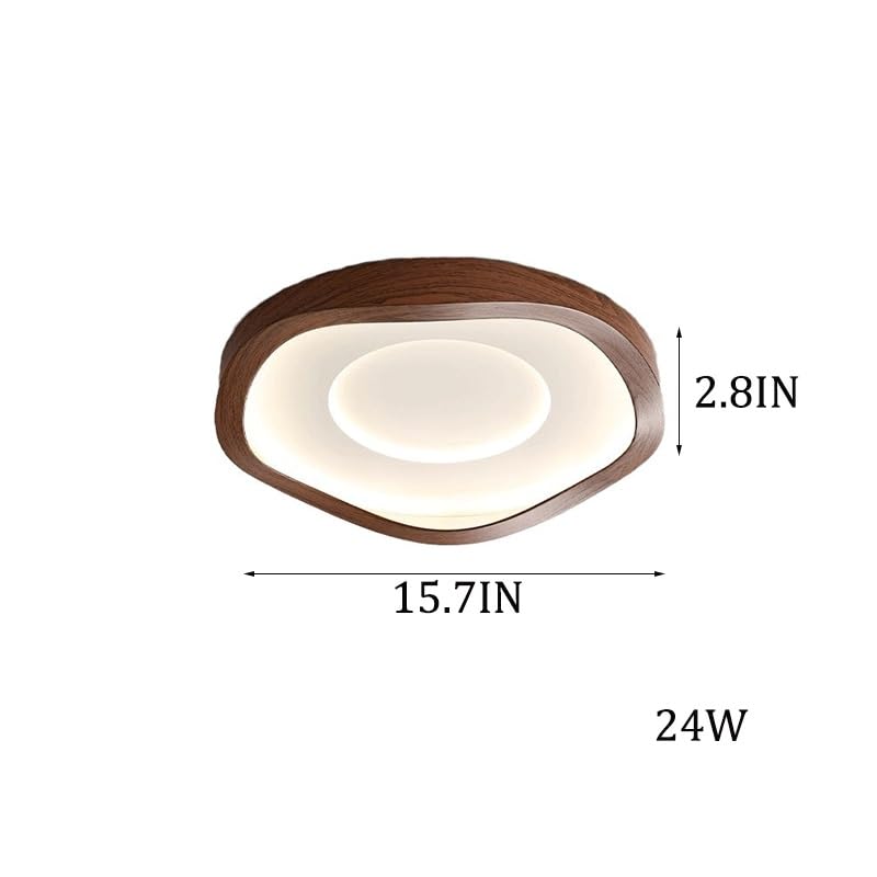 Plafonnier rétro américain LED de 15,7 pouces plafonnier bois noyer variable