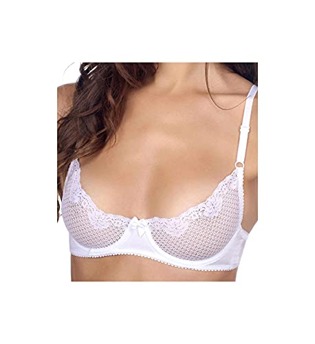 Timpa Women's Alice Lace Underwire Demi Bra, 16449, White, 38C