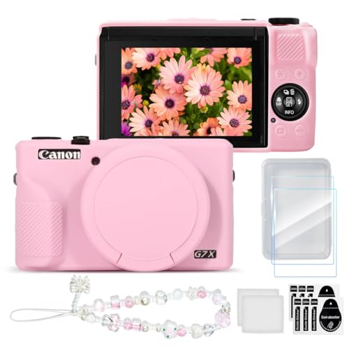 Protection silicone Canon G7X Mark III anti-rayures avec cache objectif et coque légère