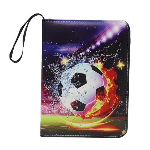 Image of Card Binder - 400 Capacity, Zippered Trading Card Holder for MTG, Sports & Collectible Cards - Acid-Free, Durable & Travel-Friendly Storage (Red Football, 4 Pocket)